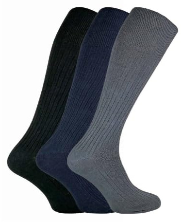 Sock Snob - 3 Pairs Mens Quality Long Knee High Length 100% Cotton Socks (6-11 UK, XLCS BNG)