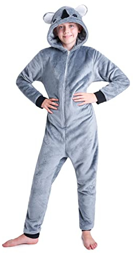 CityComfort Combinaison Pyjama Enfant Animaux Grenouillère Surpyjama en Polaire (Gris Foncé Koala, 13-14 Ans)