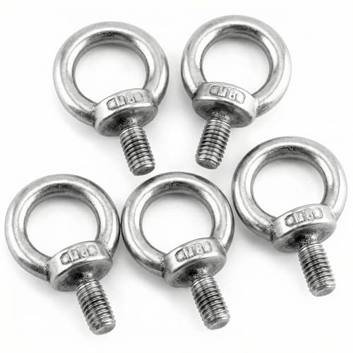 QWORK® 5 Pièces M8 Anneau de Levage, M8 Boulons àœil Filetage Mâle, pour Marin Boulons et Équipements de Levage d'Ingénierie (120KG)