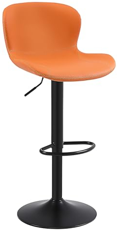 Youhauchair Bar Stool, Barstools Height Adjustable Made of PU Leather, Waterproof Bar Stools, Breakfast Bar Stools with Backrest and Footrest, Kitchen Stool, Orange