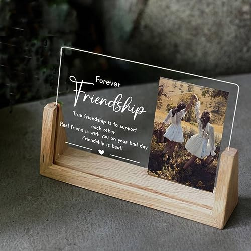 Pahdecor Marco de fotos acrílico horizontal personalizado Mejor amigo Regalo de cumpleaños Portada de fotos Marco de álbum Foto favorita Regalo para familiares y amigos