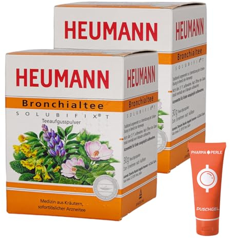 HEUMANN Bronchialtee Solubifix T 2x 30g I Teeaufgusspulver I Unterstützung der Schleimlösung im Bereich der Atemwege I Atemwegsbeschwerden I Medizin aus Kräutern I Spar-Set plus Pharmaperle
