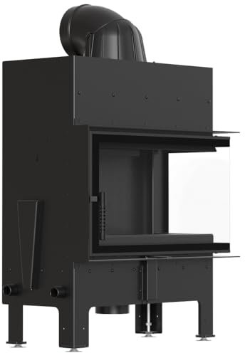 KRATKI Kaminofen Floki M Rechts – Stahl-Kamin 10 kW mit Ø 200 mm Anschluss, schwarzem Thermotec, Schließfunktion & Glass-Glas für effiziente Verbrennung