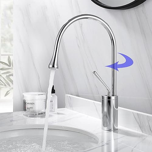 360° schwenkbarer Wassertropfen-Design, Mischbatterie für modernes Licht, luxuriöses Badezimmer, universal, Messing, Einhandarmaturen mit einfacher Bedienung