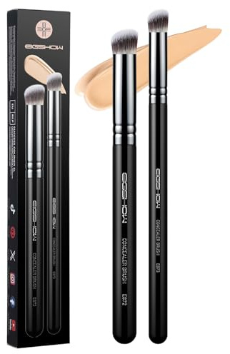 EIGSHOW Concealer Brush Angled Precision Concealer Brush Set Make Up Brush Powder Brush for Cream or Liquid Make-Up Black (E872 & E873)