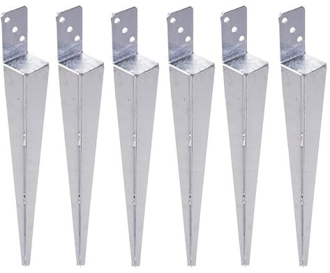 Aqbau® Lot de 6 supports de poteau à enfoncer - Galvanisés à chaud - Manchons de sol à enfoncer en L - 60 x 600 mm
