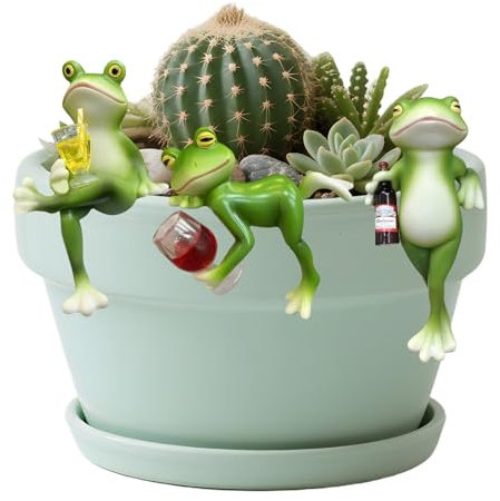 Lot de 3 Statues Grenouille Déco Jardin Extérieur, Figurines Grenouille Résine pour Décoration de Jardin Extérieur, Déco Jardin Animaux, Cadeau de Pendaison de Crémaillère pour Terrasse