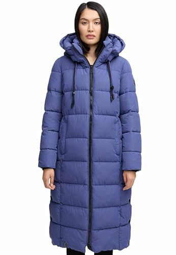 MARIKOO Damen Winterjacke Steppmantel lang gesteppter Mantel Winter Parka Jacke warm B985 [B985-Nadeshik-Blue-Violet-Gr.M]