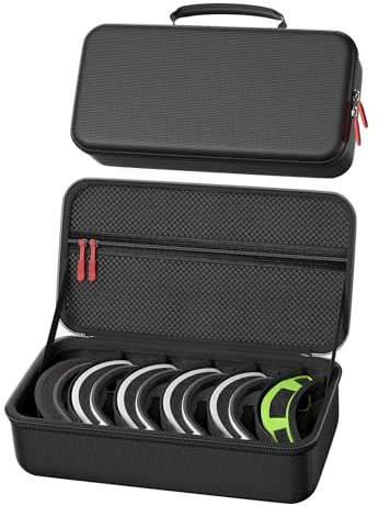 ProCase Grand Étui à Lunettes de Ski, 6 Emplacements Lunettes, Housse Rigide et Rangement Protégé Masque de Ski avec Poignée, Boîte pour Masque, Sac de Transport Goggle Case Protection -Noir