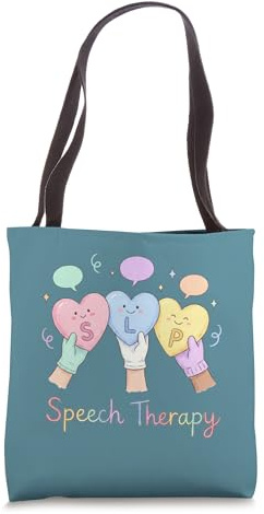 SLP Speech Therapy Cute Hearts Speech Bubbles Pediatric Tote Bag