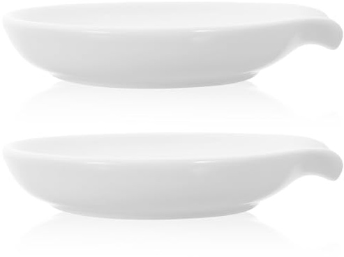 Lurrose Soporte para Cucharas de Café de Cerámica, 2 Piezas Soporte para Mesa de Comedor, Reposa Utensilios de Cocina, Portacucharas Práctico para Restaurantes y Hogar