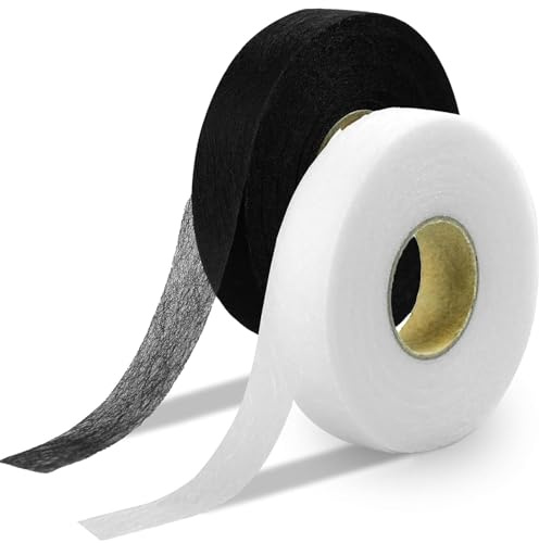 ENAESLOT 2PCS Hemming Tape, Iron On No Sew Wonder Web Fabric Fusing Tape 2cm x 70m, White And Black Hem Tape For Trousers Curtains Clothes DIY Repairs Craft Sewing No Stitch Adhesive Tape