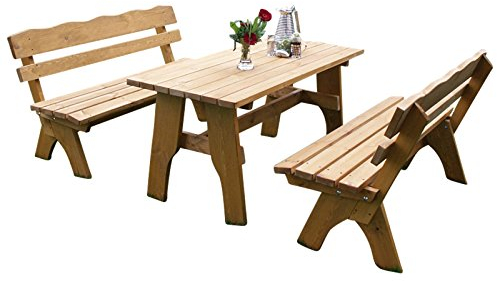 Garnitur Freital 3-teilig 150cm Kiefer Gartensitzgruppe Essgruppe Gartenmöbel