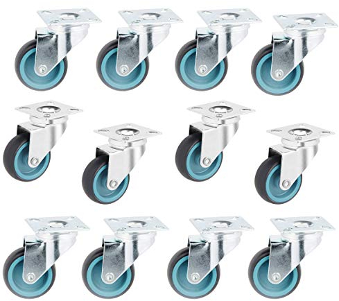 IQWTU 12 Stück Lenkrollen, 50mm Schwerlastrollen TPR Möbelrollen, Rollen für Möbel 50kg pro Rad, Transportrollen Werkbank Werkzeugwagen Paletten