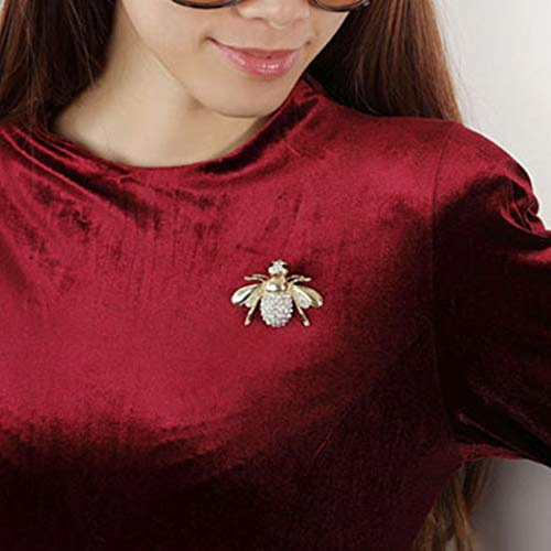 Yienate Broche de cristal de escarabajo de moda con diamantes de imitación de abeja para el cuello, pin retro, regalo de joyería para hombres y mujeres (dorado)