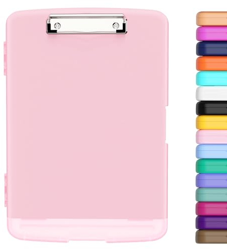 Hongri Clipboard with Storage with Pen Holder, Folder Nursing Clip Board 8.5 x 11 Foilo-Side Opening, High Capacity, Light Weight for Teachers, Classroom. Size 14 x 9.6 x 1.2 in(Pink)