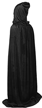 TOPWAYS® Barnkappa av sammet med huva för halloween, jul, cosplay, kostym, tillbehör, fest, ålder 6–14 år (130 cm, svart) ..