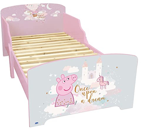 Fun House 713496 Peppa Pig Kinderbett 140 x 70 cm mit Lattenrost ohne Matratze, Pastell, 1 Person