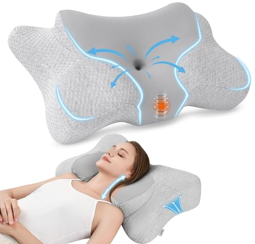 jiaao Orthopadisches Kissen | Memory Foam Kissen | Ergonomisches Nackenkissen | Kopfkissen SeitenschläFerkissen FüR Seiten, RüCken & BauchschläFer, Kissenbezug Maschinenwaschbar 65 X 37 X 12