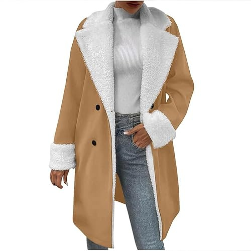 Manteau en Daim Imitation Peau de Mouton pour Femme, Veste Longue Chaude d'hiver doublée en Peluche, Cardigans
