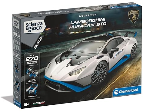 Clementoni Vetenskap och spel Build - Lamborghini Huracan STO, Barnbyggsats, 8+ år med över 270 utbytbara komponenter och dedikerad app, tillverkad i Italien, italienska språket, 19367