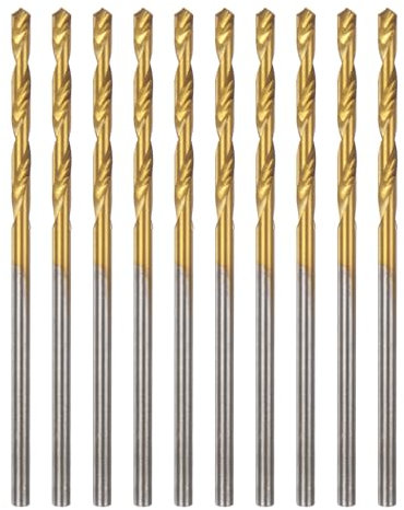 sourcing map 10pcs Brad Point Drill Bit 1.5mm(1/16) Dia Straight Round Shank Drill Metric Brad Point Spiral Twist Drill Bits for Carpenter Woodworking Plastic Rubber, Golden