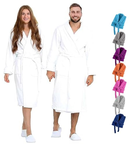 NAUSHA.HOME Hieftan Towel Unisex 100% Egyptian Cotton Bathrobe Dressing Bath Perfect for Shower Spa Hotel Terry Toweling Gowns Mens & Womens, Absorbent Collar Shawl Towel Robe
