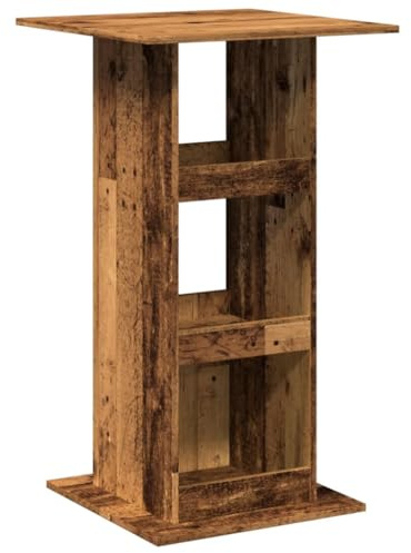 vidaXL Mesa Alta Bar con almacenaje Madera Envejecida 60x60x102 cm, Mesa de Bar, mesita de Bar, Mesa Alta de Cocina, mesas de Bar, Mesa de Pub