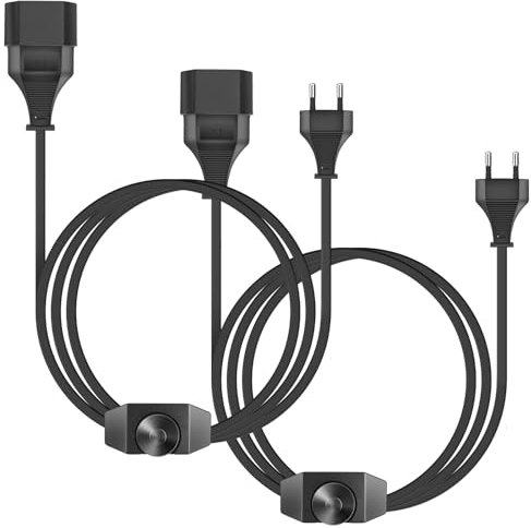 GBKDQQ Lot de 2 variateurs LED avec interrupteur, variateur de 2 m pour lampes LED, noir, PVC, E27, plateau de table, 230 V AC, variateur