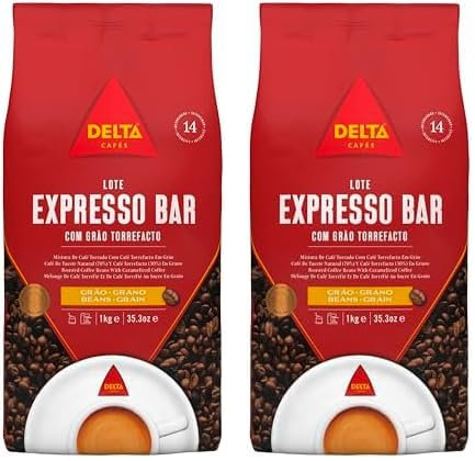 Delta Cafés espresso Bar - Café en Grano - Estimula los Sentidos - Aroma de Centroamérica y Robusta Africana - 1 kg (Paquete de 2)