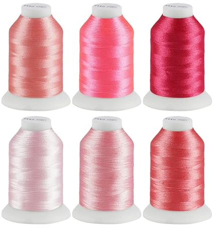 ilauke 6 färger polyester maskiner broderigarn, 500 m (550 Y) maskinbroderigarn, sygarn, sygarset, för armband broderi, hantverk, quiltning, symaskin