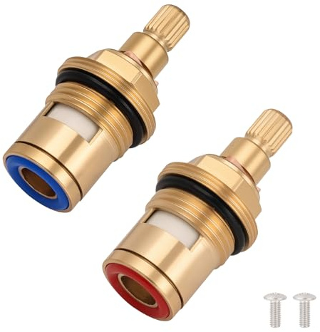HonGien 2 Sets Wasserhahn Ventiloberteil 1/2 Zoll Keramik Wasserhahn Kartusche Universal mit Metallhebelköpfen für Küche Badezimmer Wasserhahn
