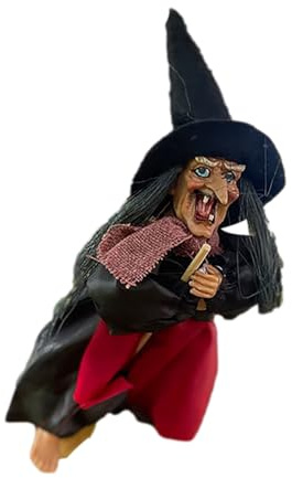 Yuemeuy Decoraciones de bruja parlante de Halloween - Decoraciones de Brujas para Halloween - Decoración de bruja parlante con ojos brillantes y función de activación de sonido para decoración al aire