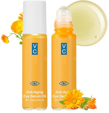 2 pezzi VC Luteina siero anti-rughe, con rollerball, siero per gli occhi, siero oculare, anti-invecchiamento, rassodante e levigante, contro occhiaie, borse sotto gli occhi e gonfiore