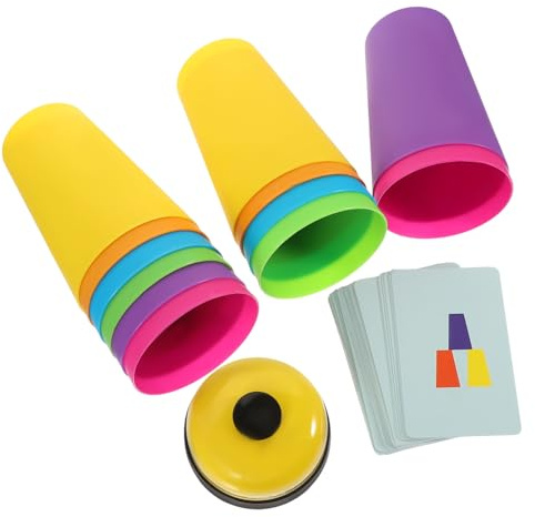 FIXOSHEE Stapelbecher Bunt Reaktionsschnelles Geschicklichkeitsspiel für Eltern Sicher Glatte Oberfläche Langlebiges Material Party Lernspielzeug für Mädchen und Jungen Ab Jahren