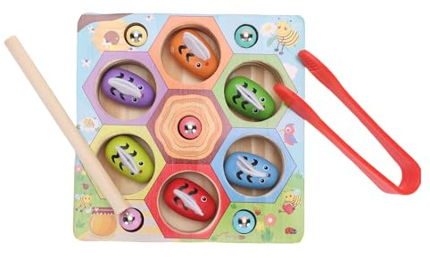 WOHPNLE Jouet d'apprentissage de Ruche d'abeille en Bois, développe la motricité Fine, enseigne la Correspondance des Formes, Jeu d'abeille Honey Acres, Ensemble de Jeu magnétique, Jouet
