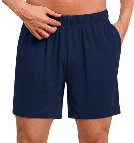 Uniexcosm Pantalones Pijama Corto para Hombre AlgodóN Verano Casuales Bermudas Cintura EláStica con Bolsillos Suave PantalóN Corto Pijama Ropa De Dormir Casa