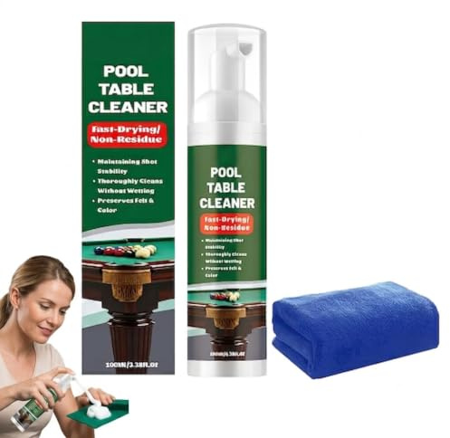 Table Cloth Dust Removal Care Solution, Gentle Foam Billiard Tables Cleaner Spray with Towel, Fast-Drying & Deep Cleaning Pool Table Cleaner, No Residue Restores Smooth Surface,Easy to Use (1pc)