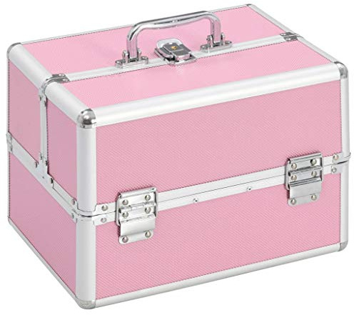 vidaXL Sminklåda 22x30x21 cm rosa aluminium