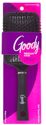 Goody Detangle It Paddle Brush, Black, Custom Style Detangler with Ball-Tipped Bristles, Use as a Detangling or Styling Brush to Tackle Tangles & Knots, For Medium Hair