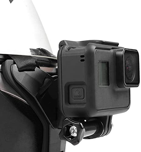 N/A Soporte para Casco Moto, Soporte de Mentón Frontal Curvo con Gancho en J, Soporte para Cámara Deportiva para Casco, Correa de Mentón para DJ/GoPro/Cámara Deportiva, Negro