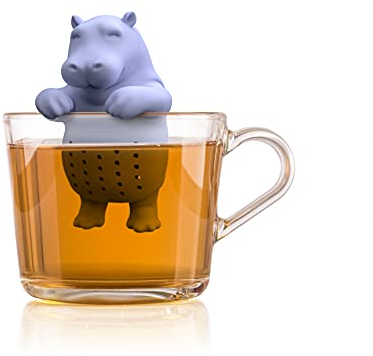 Winkee - Cute Animal - Colino da tè Hippo | Tè Uovo per tè sfuso | Tea infusore divertente | Colino da tè per tazza | Colino per spezie in silicone | Figura animale