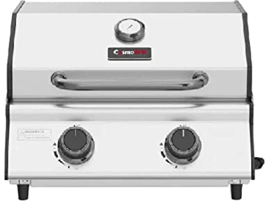 CosmoGrill Compact Gas Stainless Steel 2 Burner BBQ Ideal For Tables Grills Terraces Camping (Compact BBQ With Cover)