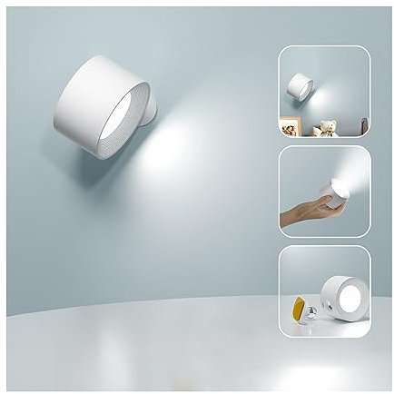 Feallive LED Wall Lights with USB Charging Port 1 Pcs Reading Light, Dimmable Touch Control 3 Brightness Levels Wall Spotlights 360 Free Rotation Bedside Sconce Lamp for Bedroom White