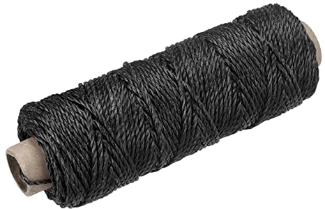 sourcing map Torcida Albañil Línea Nylon Cordel Cuerda Cordón Negro 50M/164 Pies 2mm Diámetro para Redes, Paisajismo, Hogar Mejora, Bricolaje Proyecto, Artesanía, Albañilería