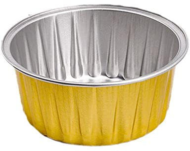 Cikiki Lot de 10 ramequins jetables en aluminium de 130 ml avec couvercles, support pour moules à muffins, boîtes avec couvercles