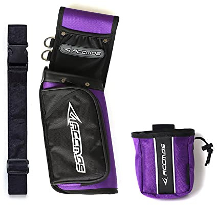 ACCMOS Bogenschießen Köcher Release Aid Bag Universal Pfeil Tasche Pfeilauslöser Tasche, für Recurve Bogen Compound Bogen Jagd & Schießtraining Werkzeug Aufbewahrungstasche (Purple Set)