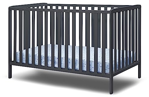 Sorelle Furniture Adrian Crib Modern 3-in-1 Convertible Crib, Made of Sustainable European Beech Wood, Non-Toxic Finish, Wooden Baby Bed, Toddler Bed and Child’s Daybed-Midnight