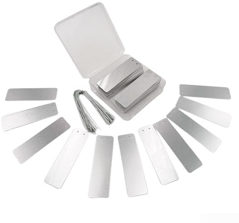 50 etiquetas de aluminio para plantas, etiquetas de metal de doble cara, etiqueta de identificación de árbol con marcadores impermeables para plantas y árboles