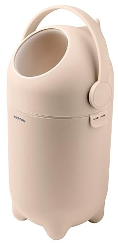 Nattou Windeleimer Dropy, Geruchsdicht, Einfaches Öffnen mit einer Hand, 49,5 x 28 cm, Polypropylen/ABS, Beige